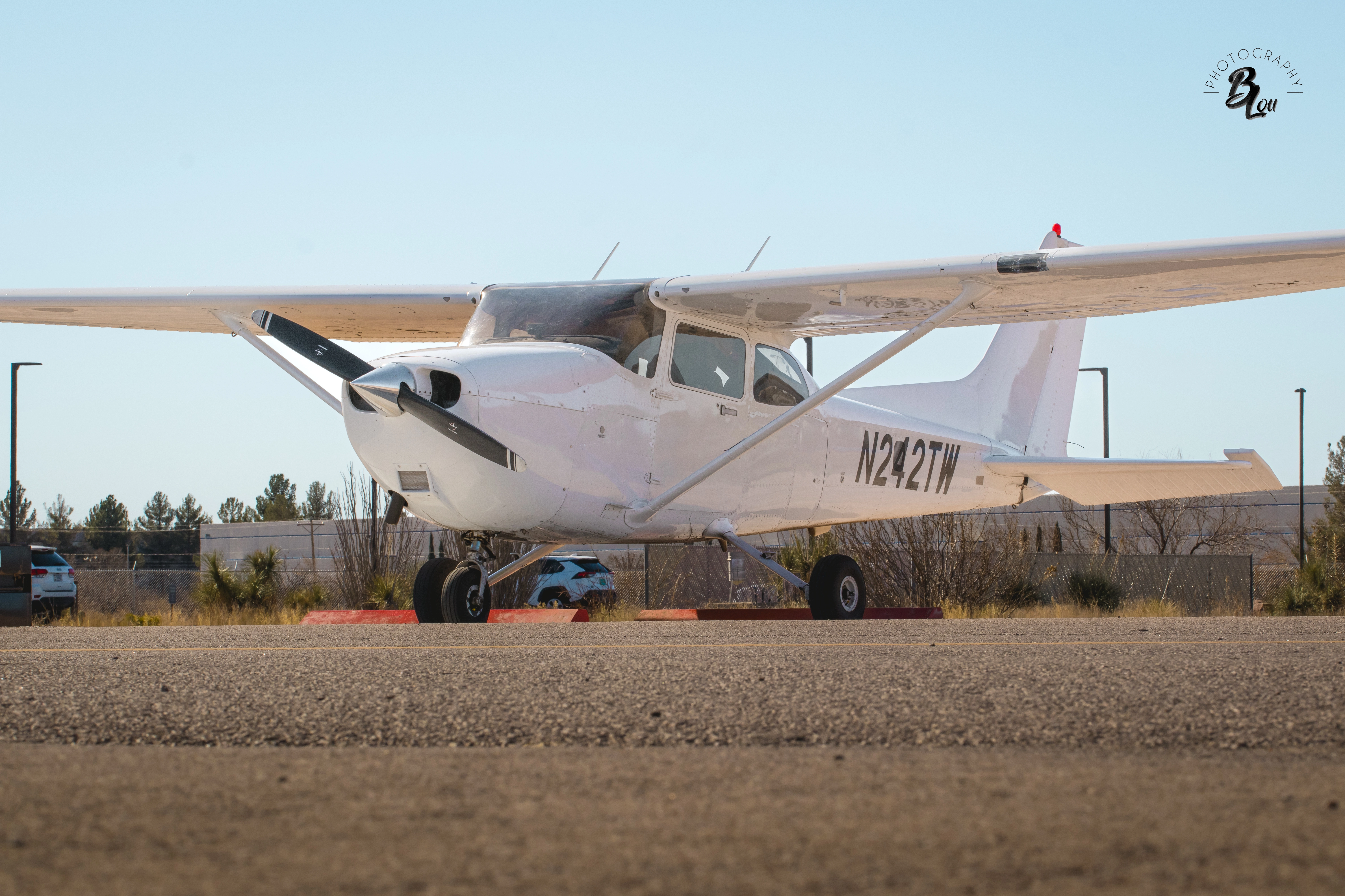 Red Arrow airplane ready for pilot training near Fort Bliss, TX